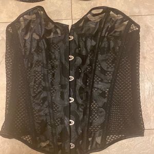 BLack sexy fishnet detailed corset bustier sz L large fits medium